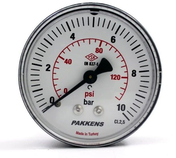 PAKKENS Back Connection Pressure Gauge Ø63 mm 10 Bar