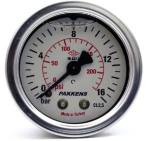 PAKKENS Glycerine-Filled Pressure Gauge 63 mm 0-16 Bar 1/4" Back