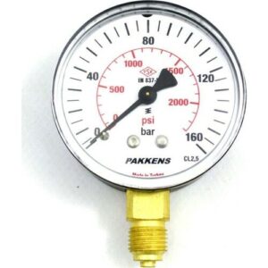 PAKKENS Bottom Connection Pressure Gauge Plastic Case Ø63 mm 160 Bar 1/4''