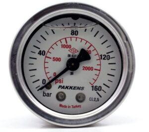 PAKKENS Back Connection Glycerin-Filled Pressure Gauge Ø63 mm 160 Bar 1/4''