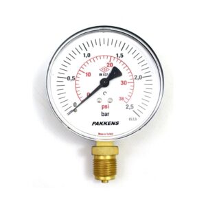 PAKKENS Bottom Connection Pressure Gauge Ø50 mm 0-2.5 Bar 1/4"