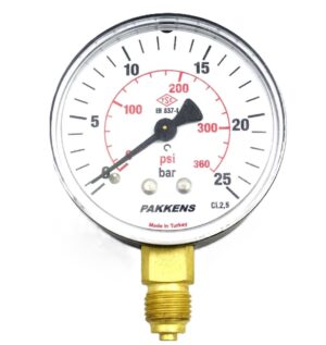 PAKKENS Pressure Gauge Ø100 mm 25 Bar Bottom Connection 1/2''