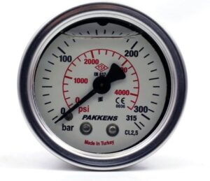 PAKKENS Back Connection Glycerin-Filled Pressure Gauge Ø50 mm 315 Bar