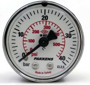 PAKKENS Back Connection Pressure Gauge 0-40 Bar 50 mm