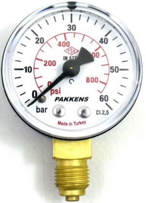 PAKKENS Bottom Connection Pressure Gauge Ø40 mm 0-60 Bar