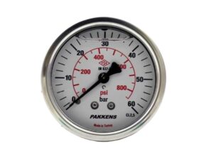 PAKKENS Back Connection Glycerin-Filled Pressure Gauge Ø63 0-60 Bar 1/4"