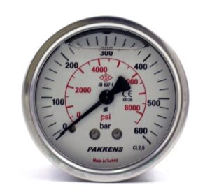 PAKKENS Back Connection Glycerin Filled Pressure Gauge 100 mm 600 Bar 1/2"