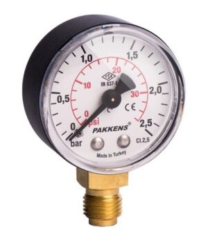 Pakkens Bottom Connection Pressure Gauge Ø50 mm 2.5 Bar 1/8"