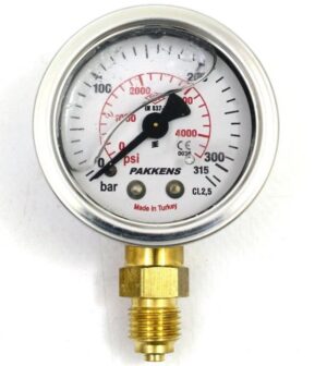 PAKKENS Bottom Connection Glycerin Filled Pressure Gauge Ø50 0-315 Bar