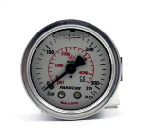 PAKKENS Back Connection Panel Type Glycerin Filled Pressure Gauge Ø63 mm 315 Bar
