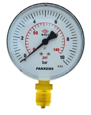 PAKKENS Bottom Connection Acrylic Cover Pressure Gauge Ø100 mm 10 Bar 1/2"