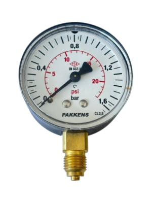 PAKKENS Bottom Connection Dry Type Pressure Gauge Ø63 mm 1,6 Bar