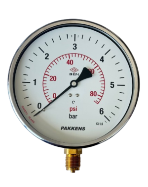 PAKKENS Bottom Connection Pressure Gauge Ø160mm 6 Bar