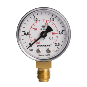 Pakkens Pressure Gauge Ø63 mm 2.5 Bar 1/4" Bottom Connection