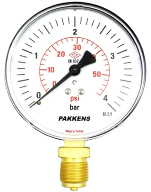 PAKKENS Bottom Connection Pressure Gauge Plastic Body Ø63 mm 4 Bar 1/4''