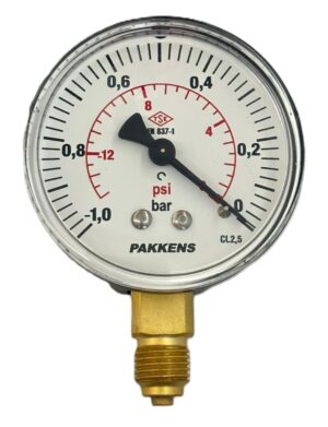 Pakkens Bottom Connection Pressure Vacuum Gauge Ø100 mm -1/0 Bar 1/2"