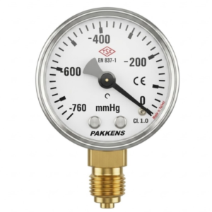 Pakkens Bottom Connection Vacuum Gauge Ø160 mm -760/0 mmHg 1/2"