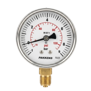 PAKKENS Bottom Connection Vacuum/Pressure Gauge Ø63mm -1/+9 BAR 1/4''