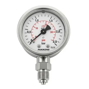 PAKKENS Bottom Connection Stainless Steel Pressure Gauge Ø160 mm 2.5 Bar
