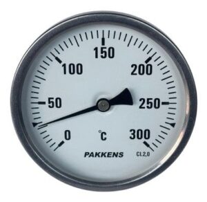 Pakkens Thermometer Ø100mm 0-300°C 1/2" 20cm Back Connection