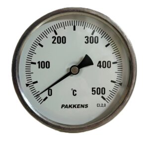 PAKKENS Back Connection Thermometer Ø100mm 500°C 1/2'' 20cm