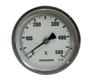 PAKKENS Rear Connection Bimetal Thermometer Ø63mm 500°C 1/2'' 20cm