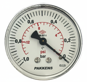 PAKKENS Vacuum Gauge -1/0 Bar Ø63mm 1/4" Back Connection