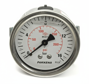 PAKKENS Back Connection Panel Type Glycerine Filled Pressure Gauge Ø100 mm 16 Bar