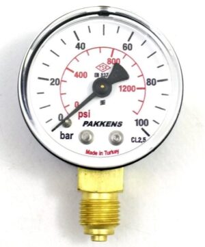 PAKKENS Bottom Connection Pressure Gauge Ø50 mm 0-100 Bar 1/4"