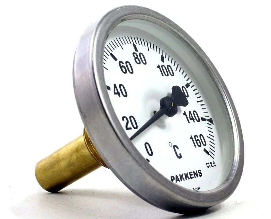 PAKKENS Back Connection Bi-Metal Thermometer Ø63mm 160°C 1/2'' CL 2.0