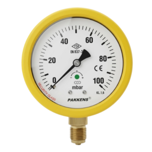 Pakkens Diaphragm Pressure Gauge Ø100mm 0-100mbar 1/2"