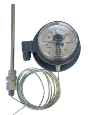 PAKKENS Gas Filled Contact Thermometer NC/NO Ø100 120°C