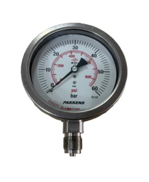 PAKKENS Bottom Connection Stainless Steel Pressure Gauge Ø100 mm 60 Bar