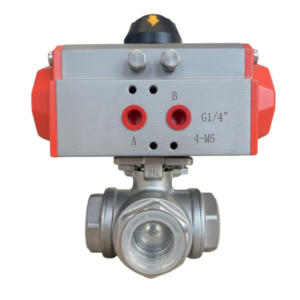 Pneumatic Actuated 3-Way 'L' Port Stainless Steel Ball Valve PN16 1"