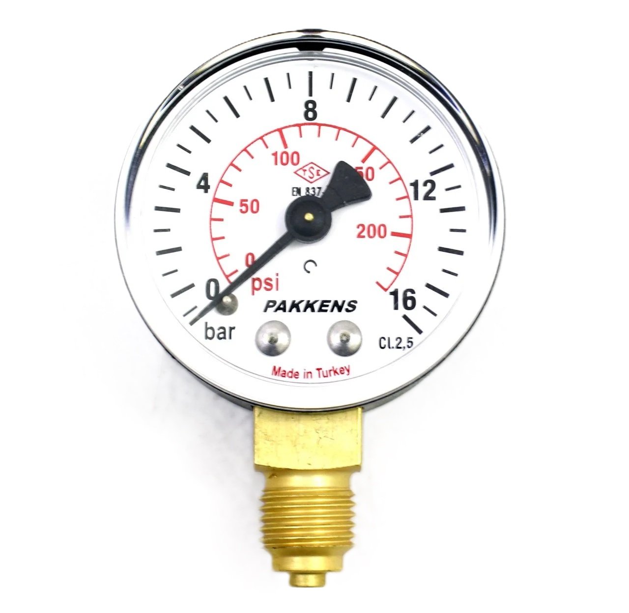 PAKKENS Pressure Gauge Ø63 mm 0-16 Bar 1/4"