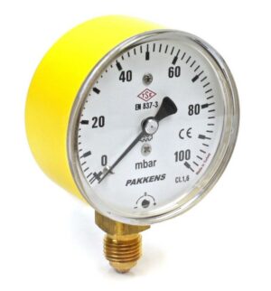PAKKENS Capsule Diaphragm Pressure Gauge Ø63 mm 100 mbar 1/4"
