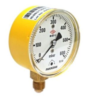 PAKKENS Bottom Connection Capsule Diaphragm Pressure Gauge Ø63 600 mBar