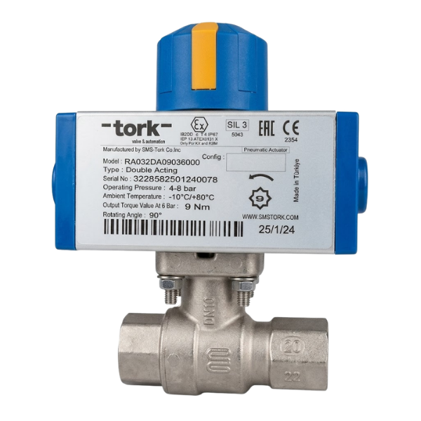 TORK Pneumatic Actuated Brass Ball Valve PN40 1/2"