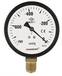 PAKKENS Bottom Connection Dry Type Vacuum Gauge Ø100 mm -1/0 Bar 1/2''