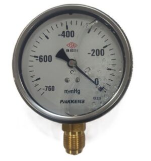 PAKKENS Bottom Connection Glycerin-Filled Vacuum Gauge Ø63 0/-760 mmHg