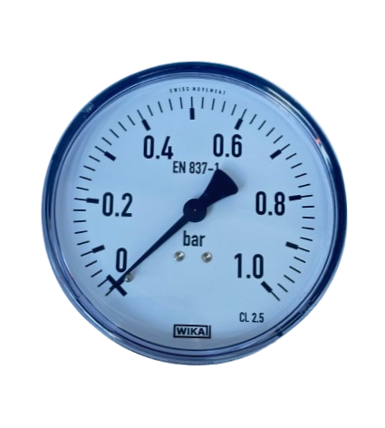 WIKA 111.12.100 Back Connection Pressure Gauge Ø100mm 1 Bar