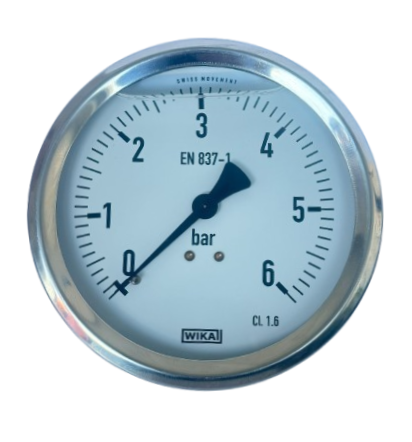 WIKA 113.53.100 Glycerin-Filled Pressure Gauge Ø100mm 6 Bar