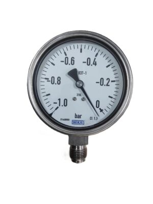 WIKA 232.50.100 Stainless Steel Vacuum Gauge Ø100mm -1 Bar CL 1.0