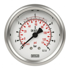 WIKA Back Connection Glycerine Filled Vacuum Gauge Ø63mm -1/+9 Bar