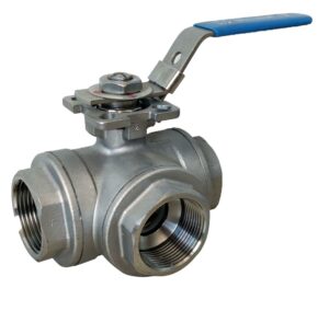 Actuator-Ready 3-Way L-Port Stainless Steel Threaded Ball Valve 1/2" AISI 316