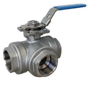 Actuator Compatible 3-Way L-Port Stainless Steel Threaded Ball Valve 1" AISI 316