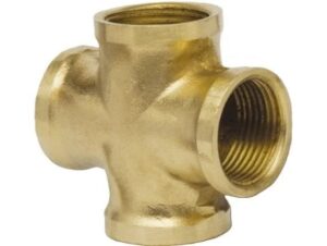 Yellow Brass Four-Way Cross 1/2"