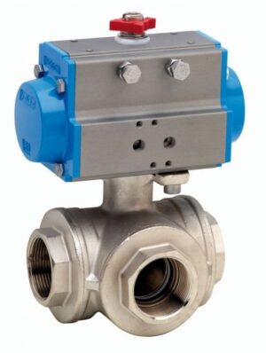 Valbia 8P00830007 Actuated 3-Way 'L' Port Brass Ball Valve 1 1/4"