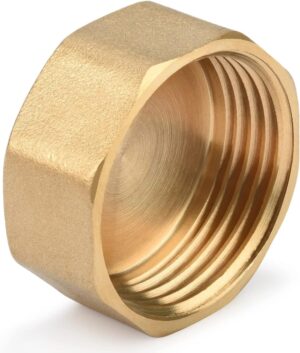 Yellow Brass Blank Cap Female Threaded 1 1/2"