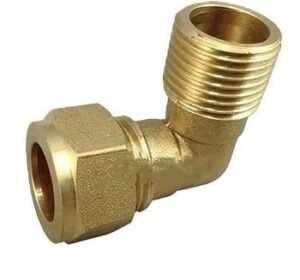 Yellow Brass Compression Elbow 3/8" X 8mm